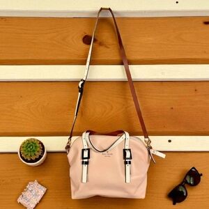 kate spade Blush Pink Crossbody Satchel with White Straps